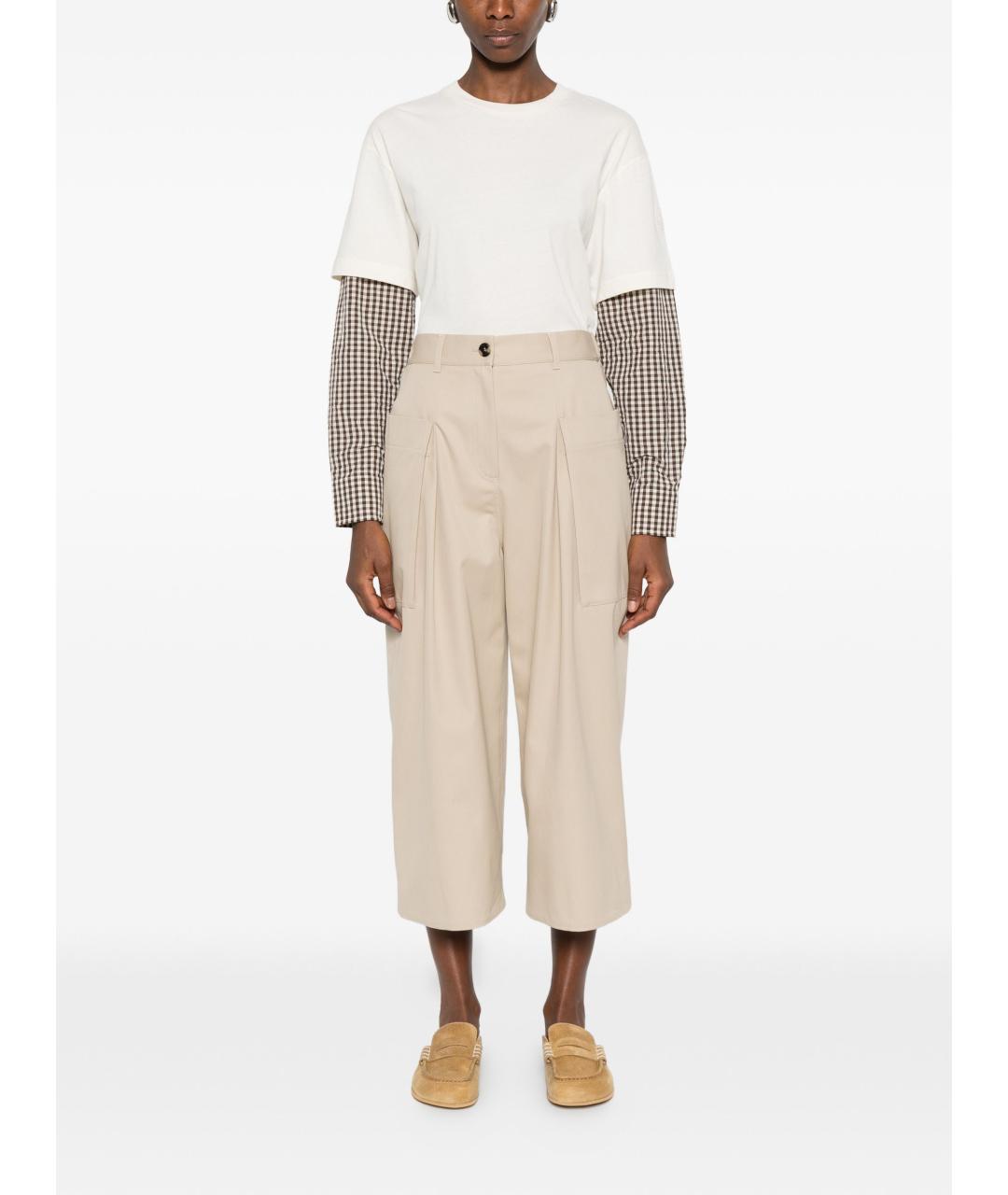 LOEWE Бежевые хлопковые прямые брюки, фото 2