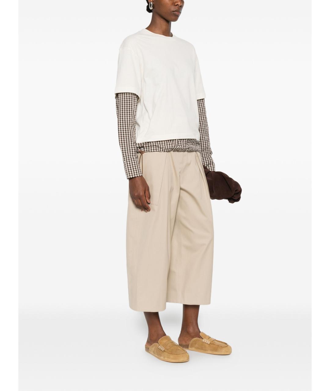 LOEWE Бежевые хлопковые прямые брюки, фото 4