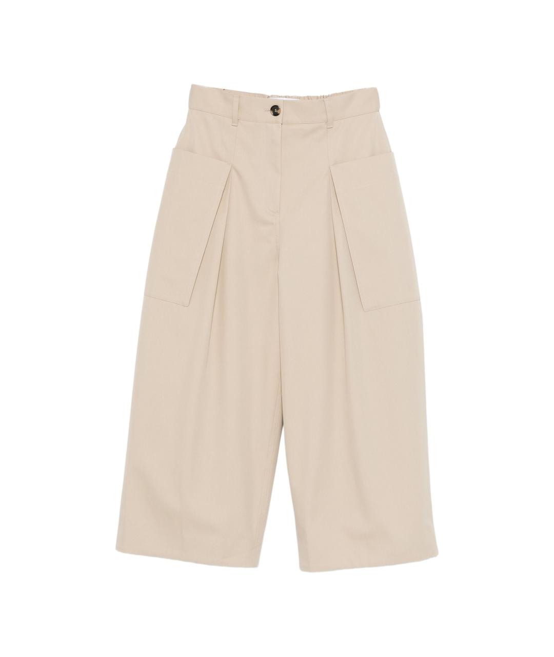 LOEWE Бежевые хлопковые прямые брюки, фото 1