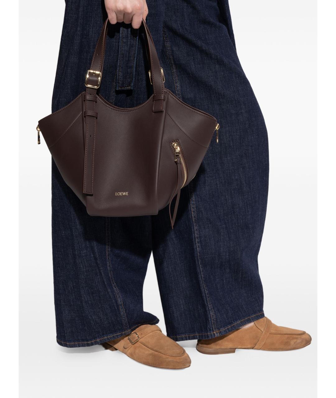 LOEWE Коричневая кожаная сумка тоут, фото 3