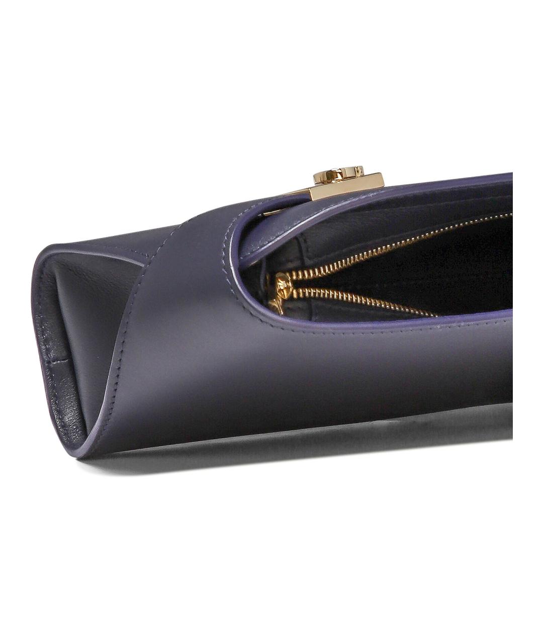 FERRAGAMO Темно-синяя кожаная сумка через плечо, фото 5