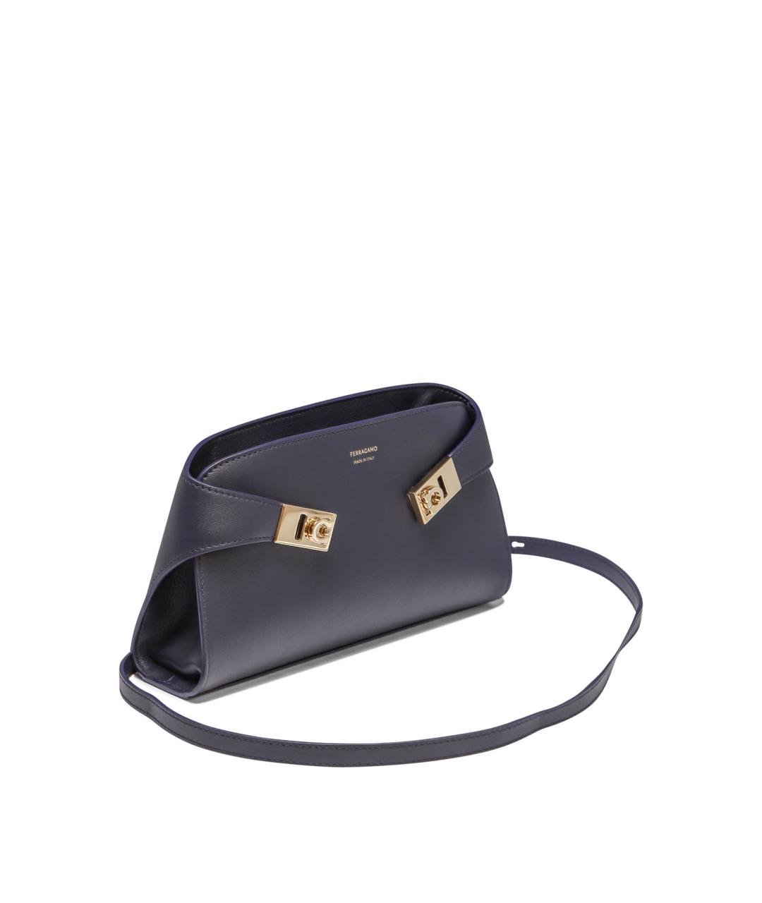 FERRAGAMO Темно-синяя кожаная сумка через плечо, фото 2