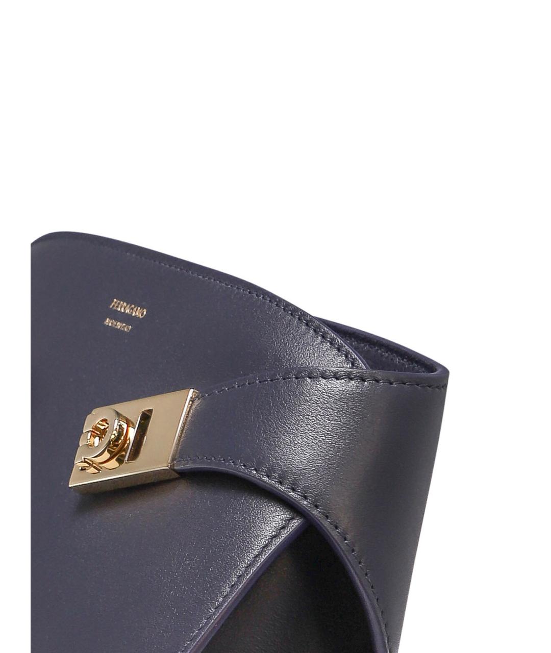 FERRAGAMO Темно-синяя кожаная сумка через плечо, фото 4