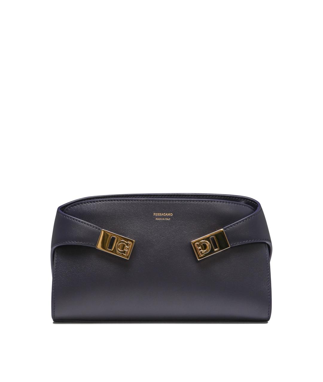 FERRAGAMO Темно-синяя кожаная сумка через плечо, фото 1