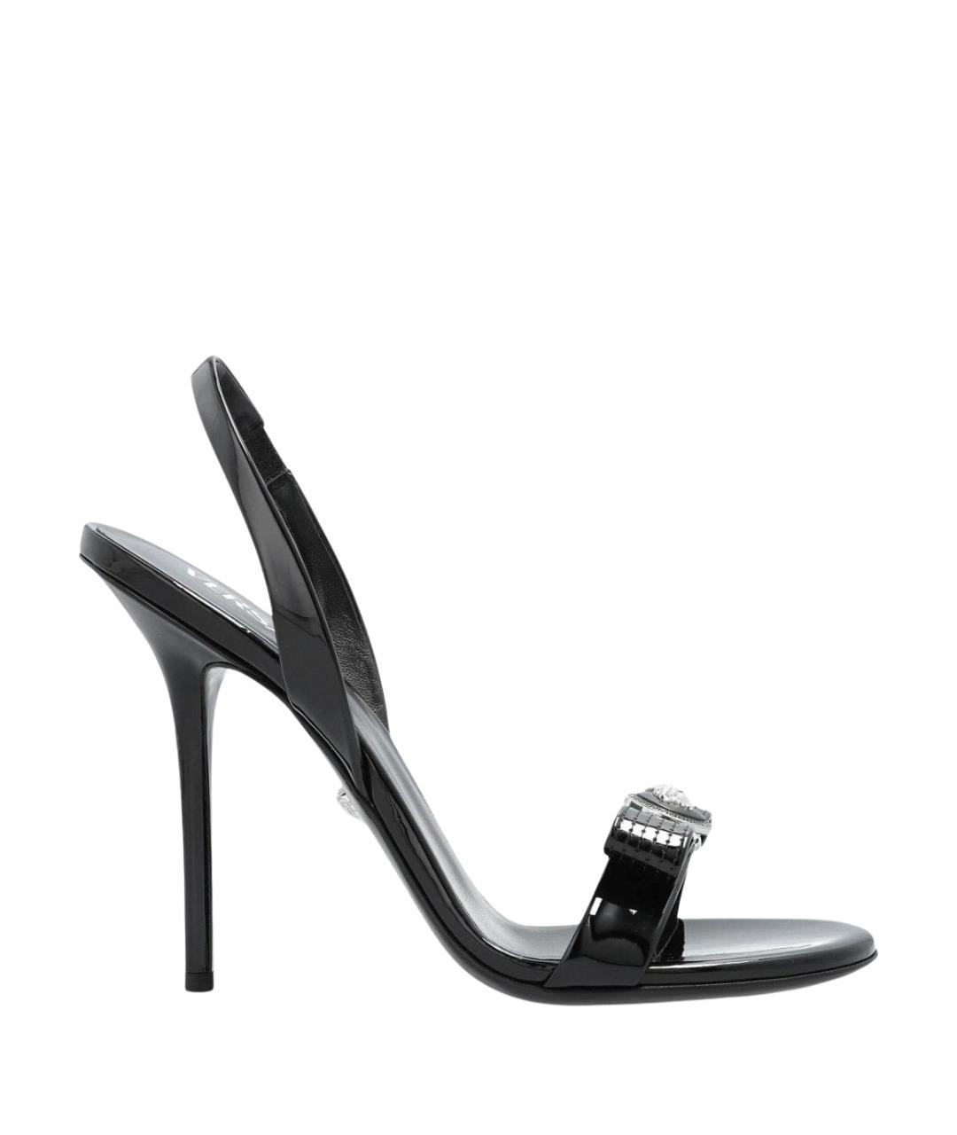VERSACE Черные босоножки из лакированной кожи, фото 1