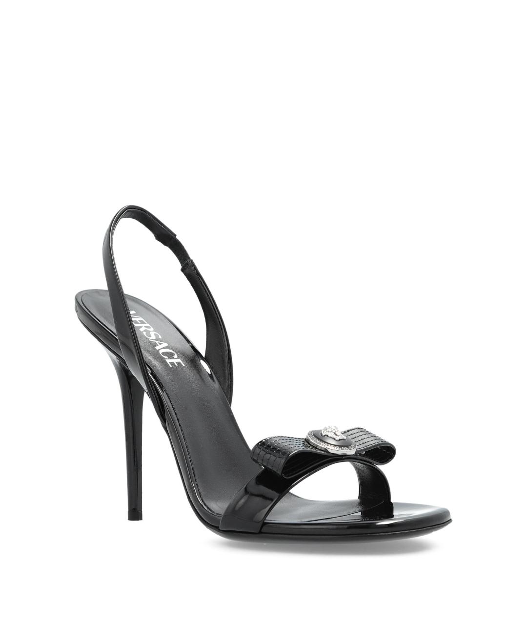 VERSACE Черные босоножки из лакированной кожи, фото 2