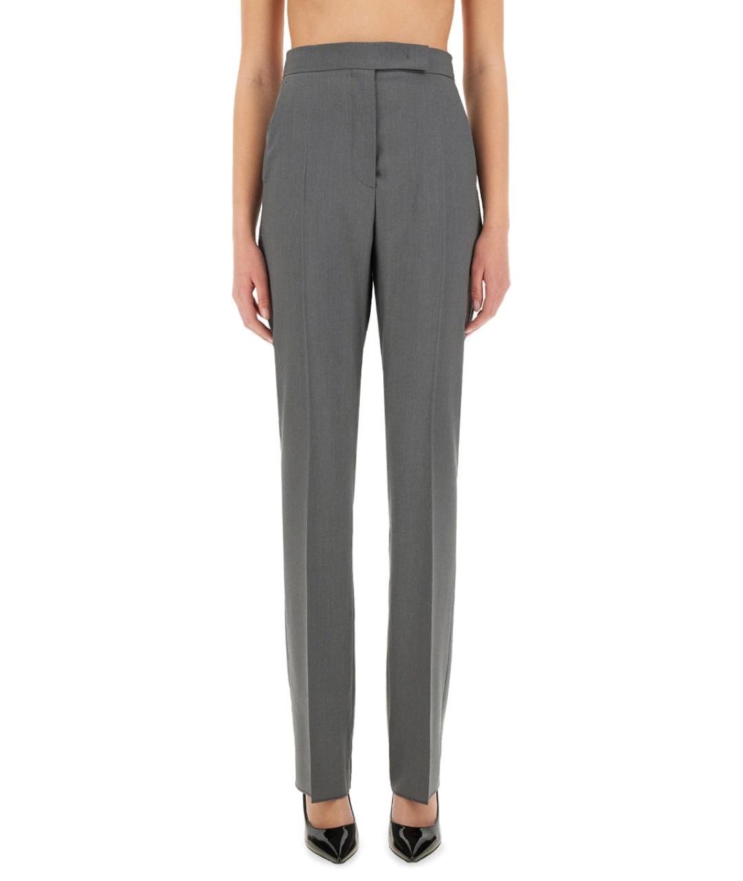 MAX MARA Серые шерстяные брюки узкие, фото 1