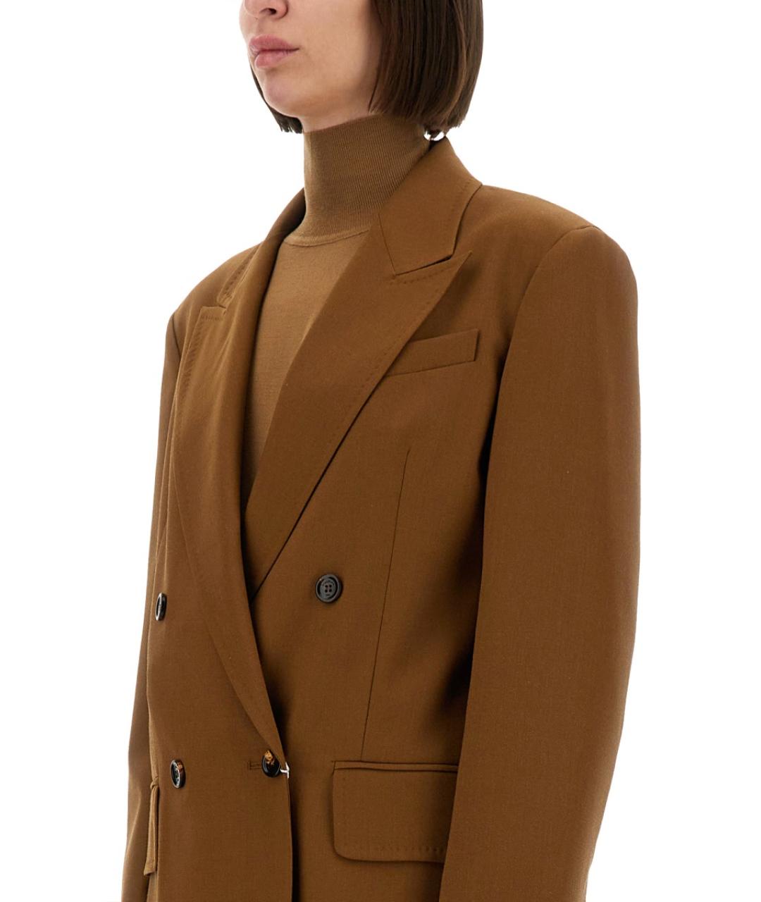 MAX MARA Коричневый шерстяной жакет/пиджак, фото 4