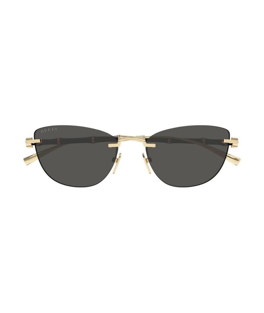 GUCCI Золотые металлические солнцезащитные очки, фото 2