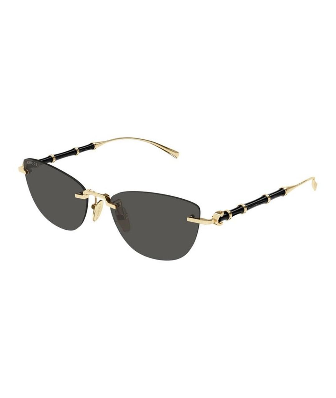 GUCCI Золотые металлические солнцезащитные очки, фото 1