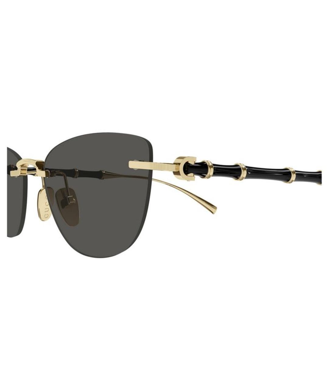 GUCCI Золотые металлические солнцезащитные очки, фото 3