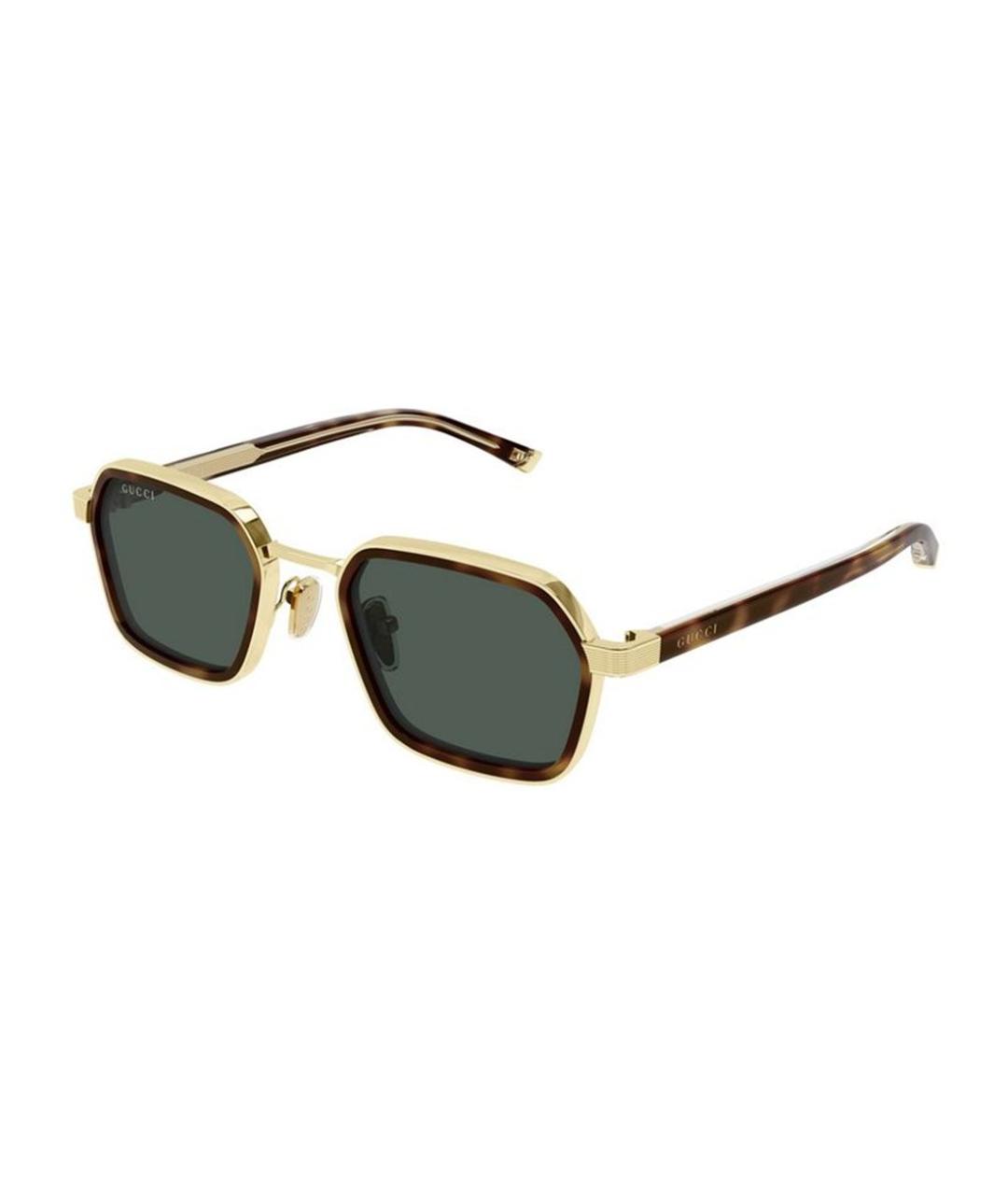 GUCCI Золотые металлические солнцезащитные очки, фото 1