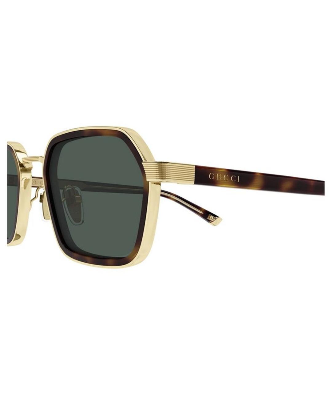 GUCCI Золотые металлические солнцезащитные очки, фото 3