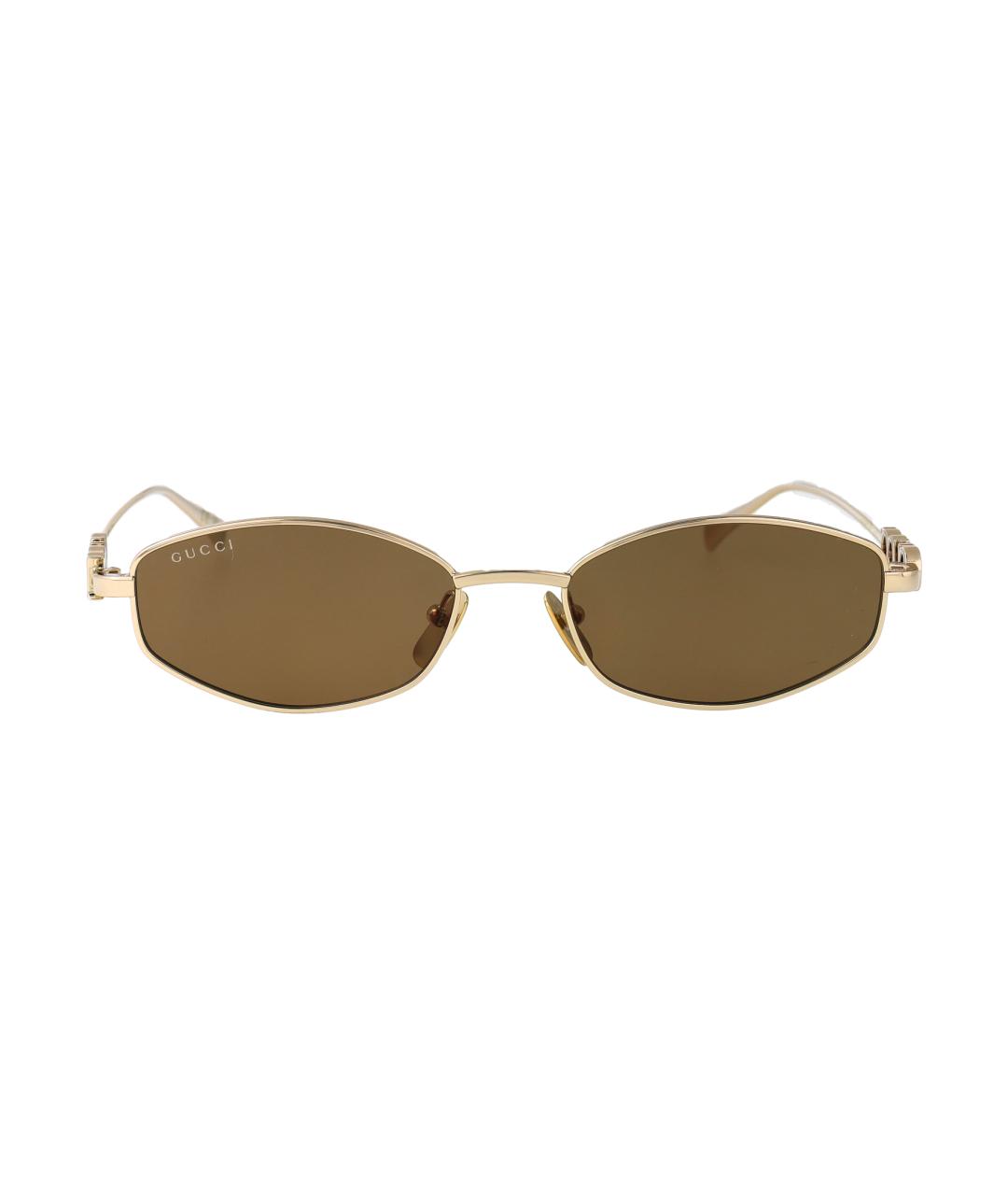 GUCCI Золотые металлические солнцезащитные очки, фото 1