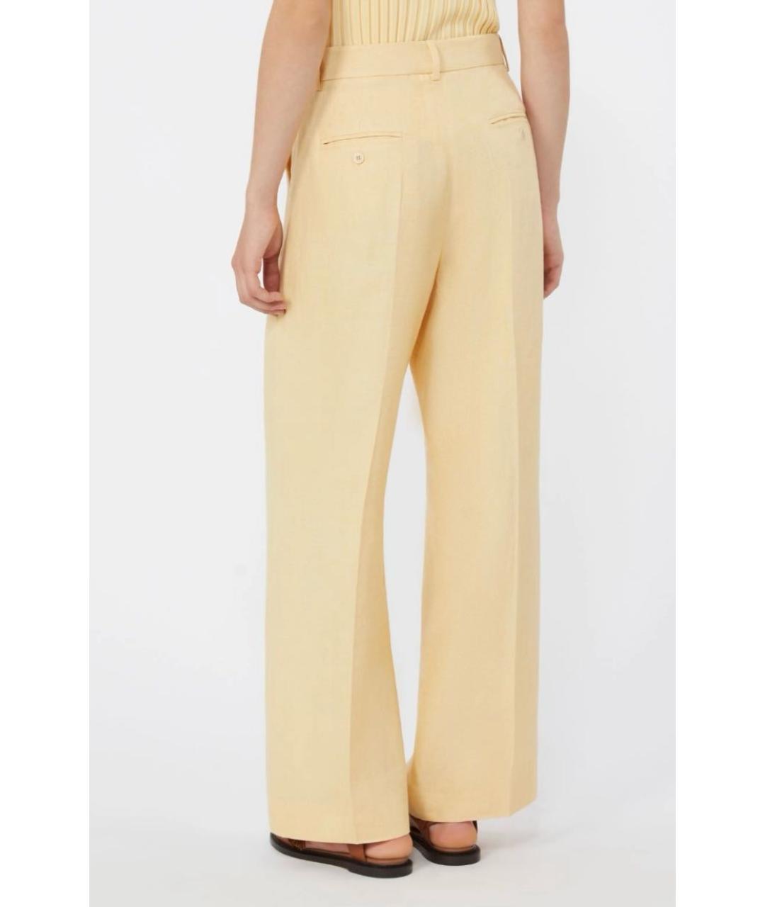 WEEKEND MAX MARA Желтые льняные прямые брюки, фото 2
