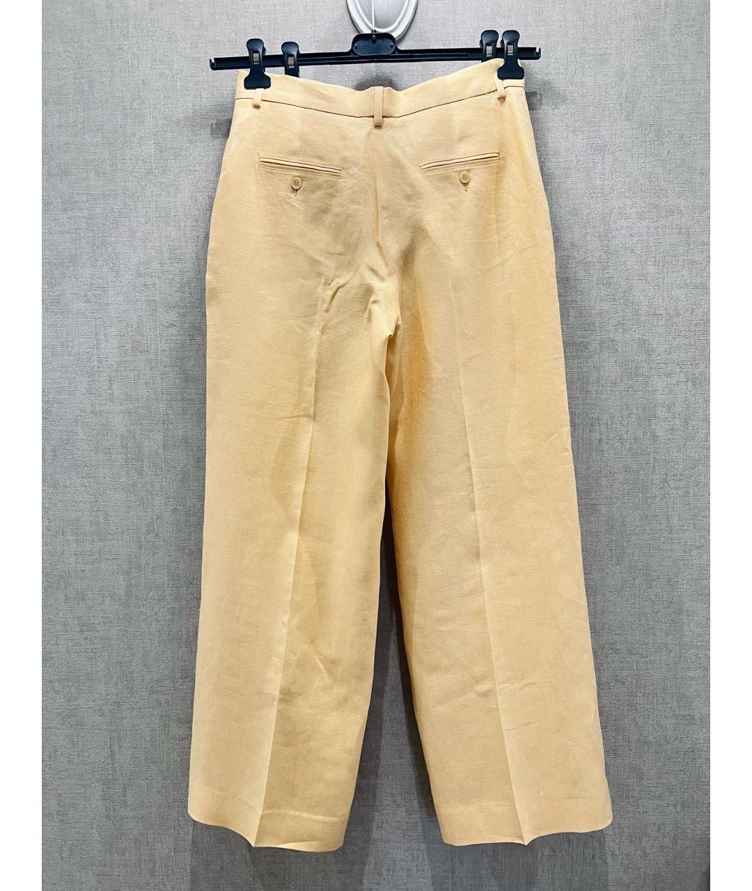 WEEKEND MAX MARA Желтые льняные прямые брюки, фото 5