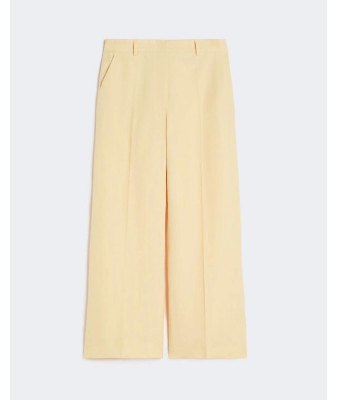 WEEKEND MAX MARA Желтые льняные прямые брюки, фото 7