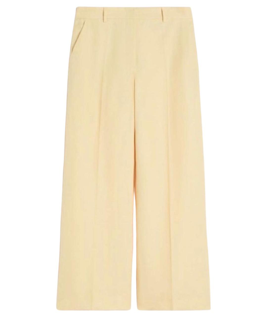 WEEKEND MAX MARA Желтые льняные прямые брюки, фото 1