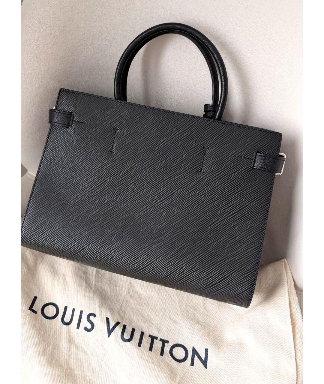 LOUIS VUITTON Черная кожаная сумка тоут, фото 3
