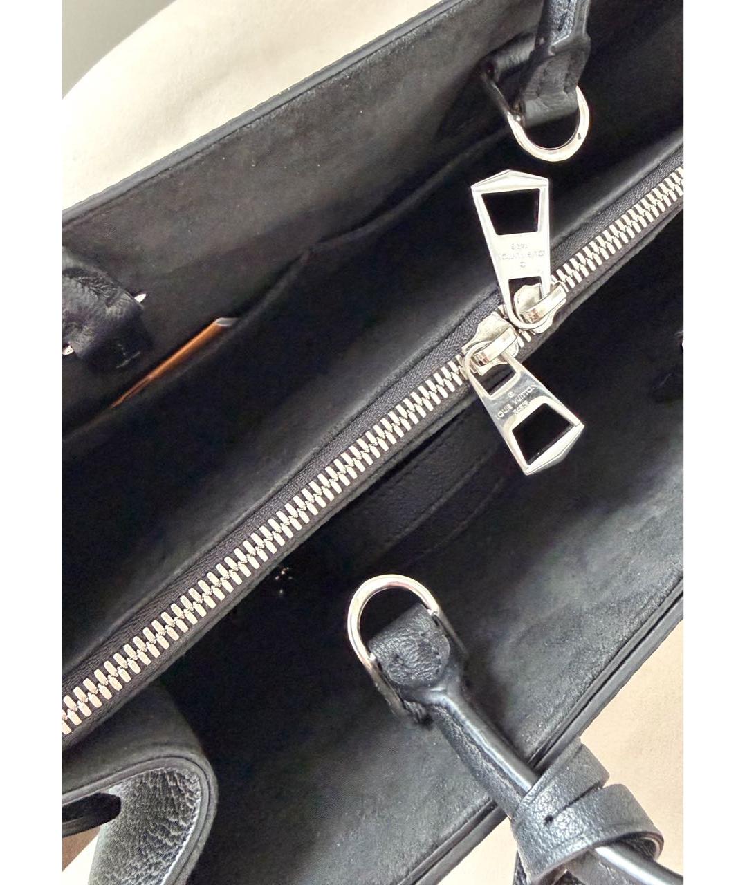 LOUIS VUITTON Черная кожаная сумка тоут, фото 4