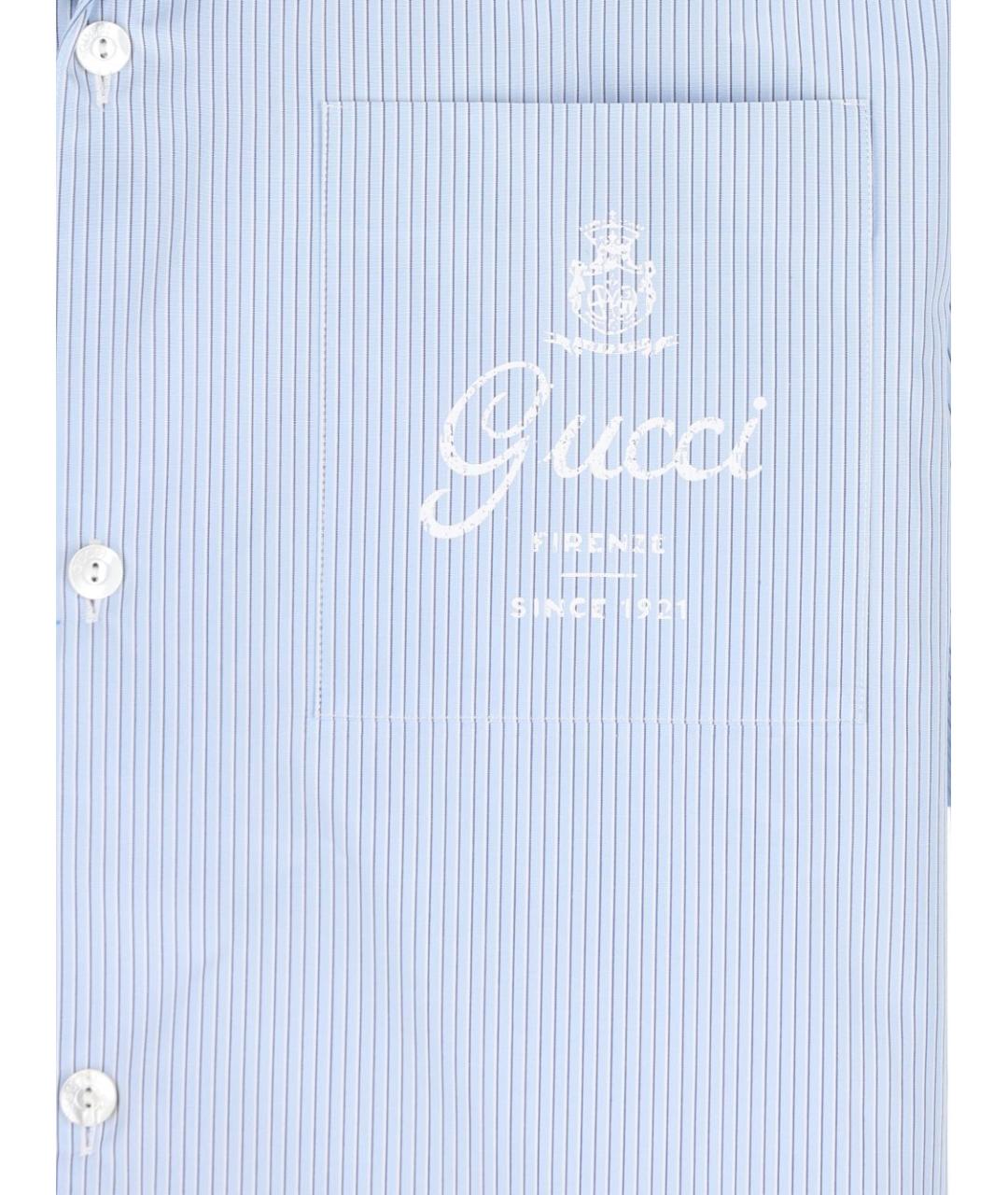 GUCCI Голубая хлопковая кэжуал рубашка, фото 4