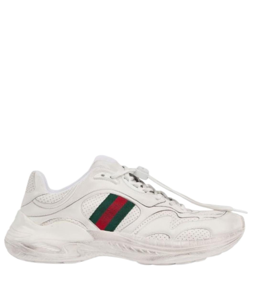 GUCCI Белые кожаные низкие кроссовки / кеды, фото 1