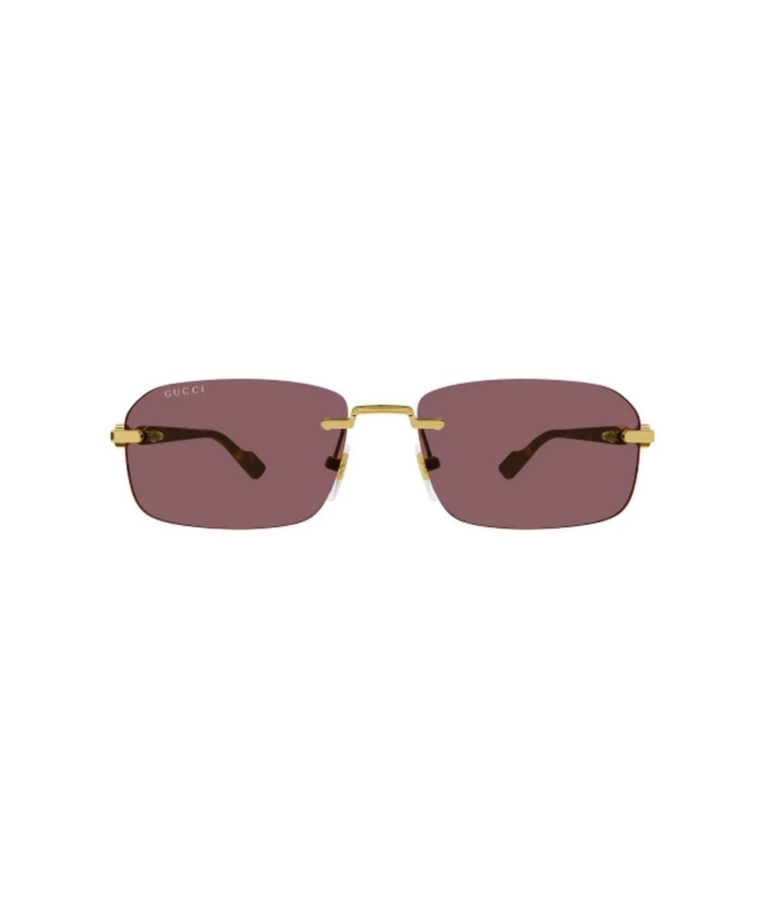 GUCCI Коричневые металлические солнцезащитные очки, фото 2