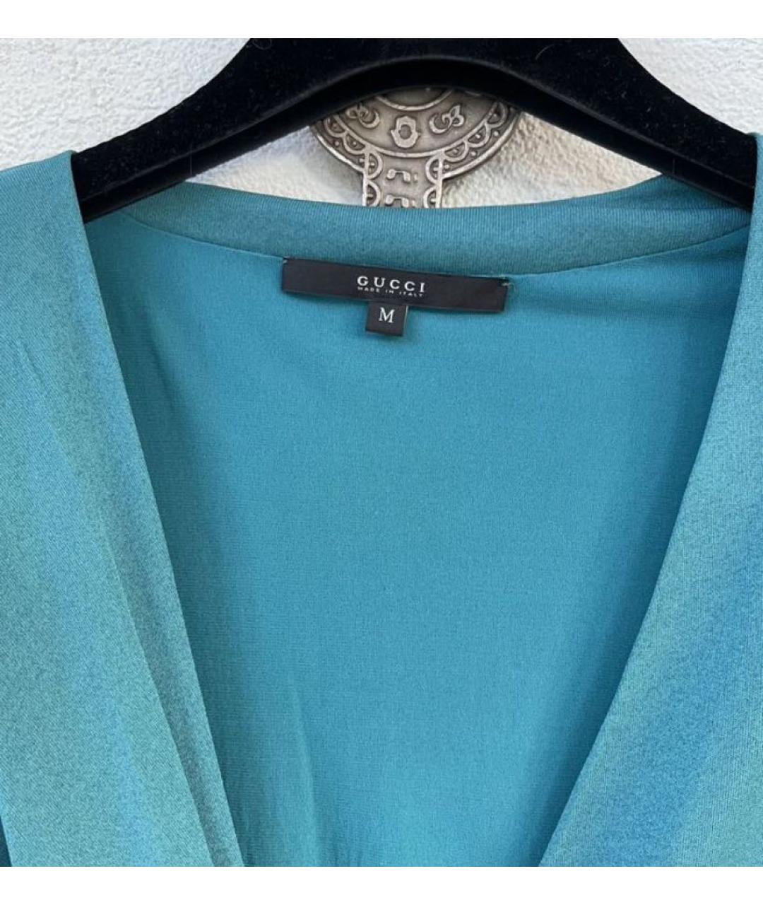 GUCCI Бирюзовая ацетатная блузы, фото 4