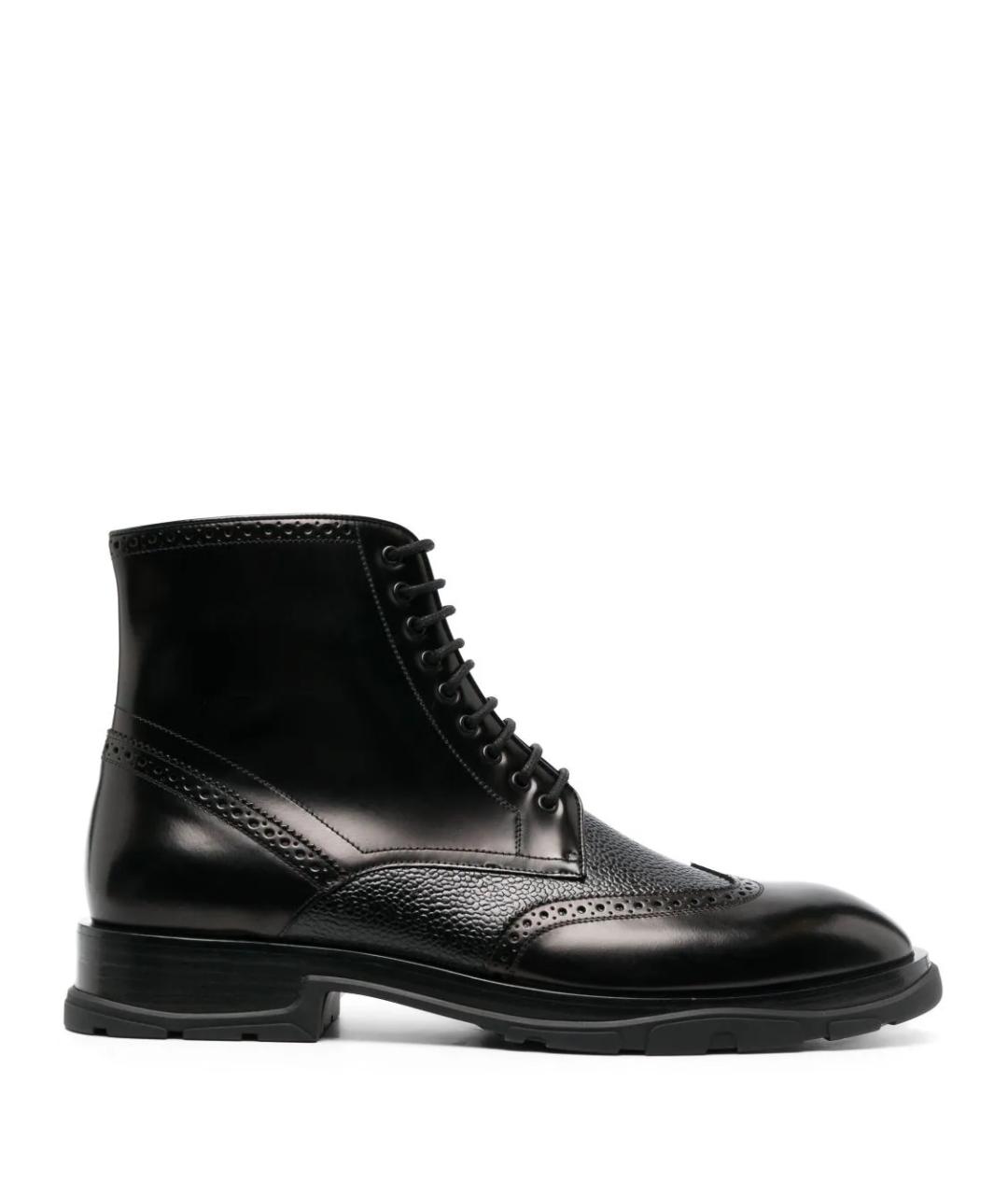ALEXANDER MCQUEEN Черные высокие ботинки из лакированной кожи, фото 1