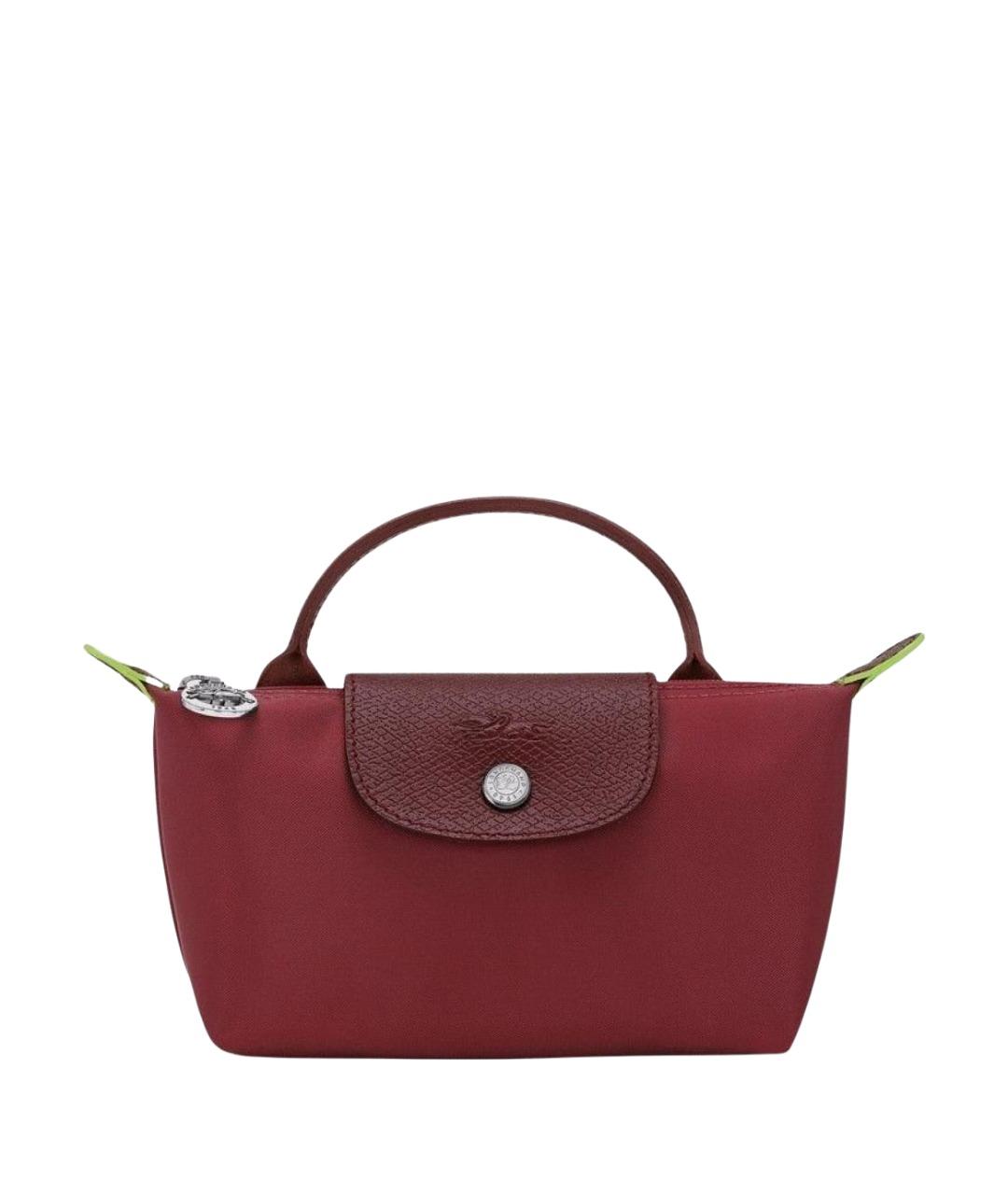 LONGCHAMP Бордовая тканевая сумка с короткими ручками, фото 1