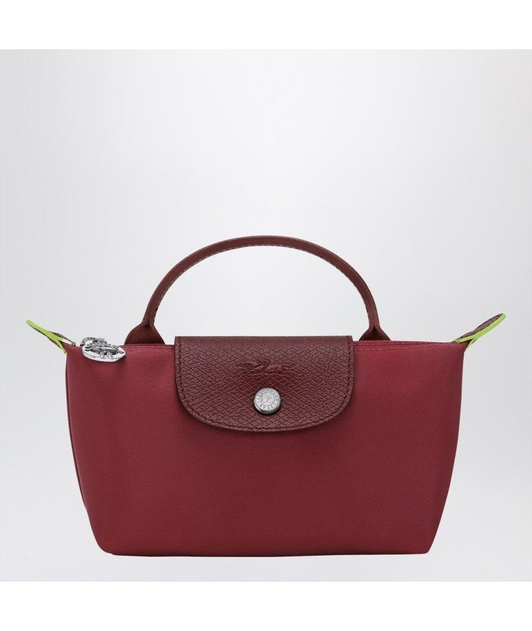 LONGCHAMP Бордовая тканевая сумка с короткими ручками, фото 6