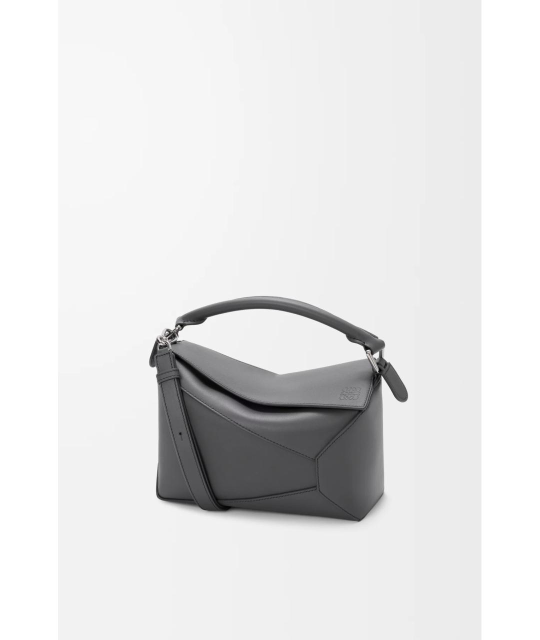 LOEWE Антрацитовая кожаная сумка через плечо, фото 7