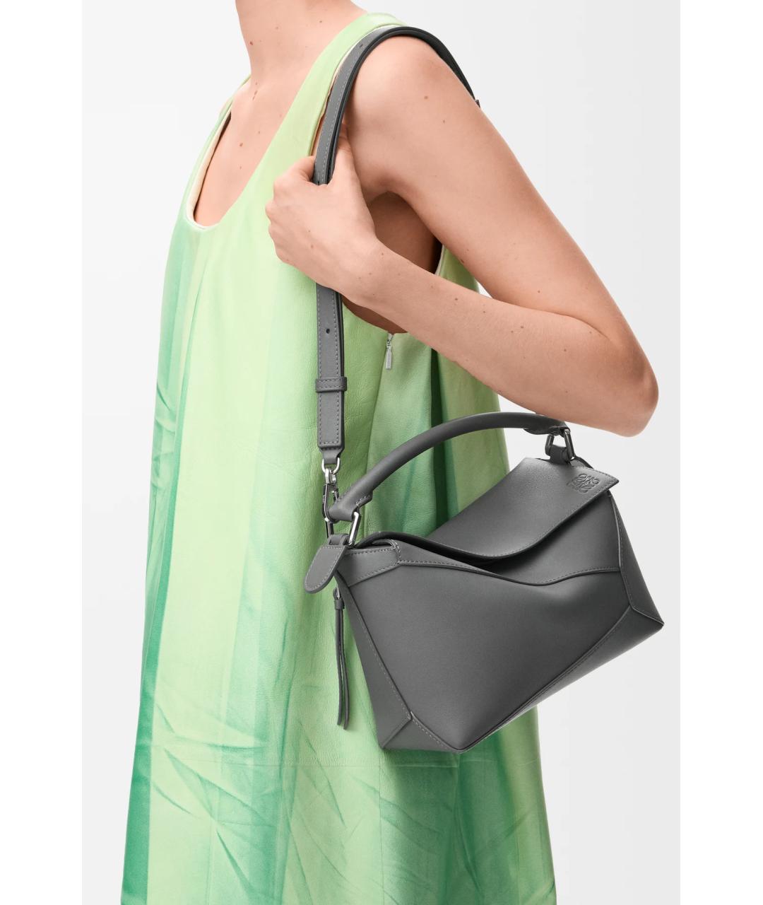 LOEWE Антрацитовая кожаная сумка через плечо, фото 6