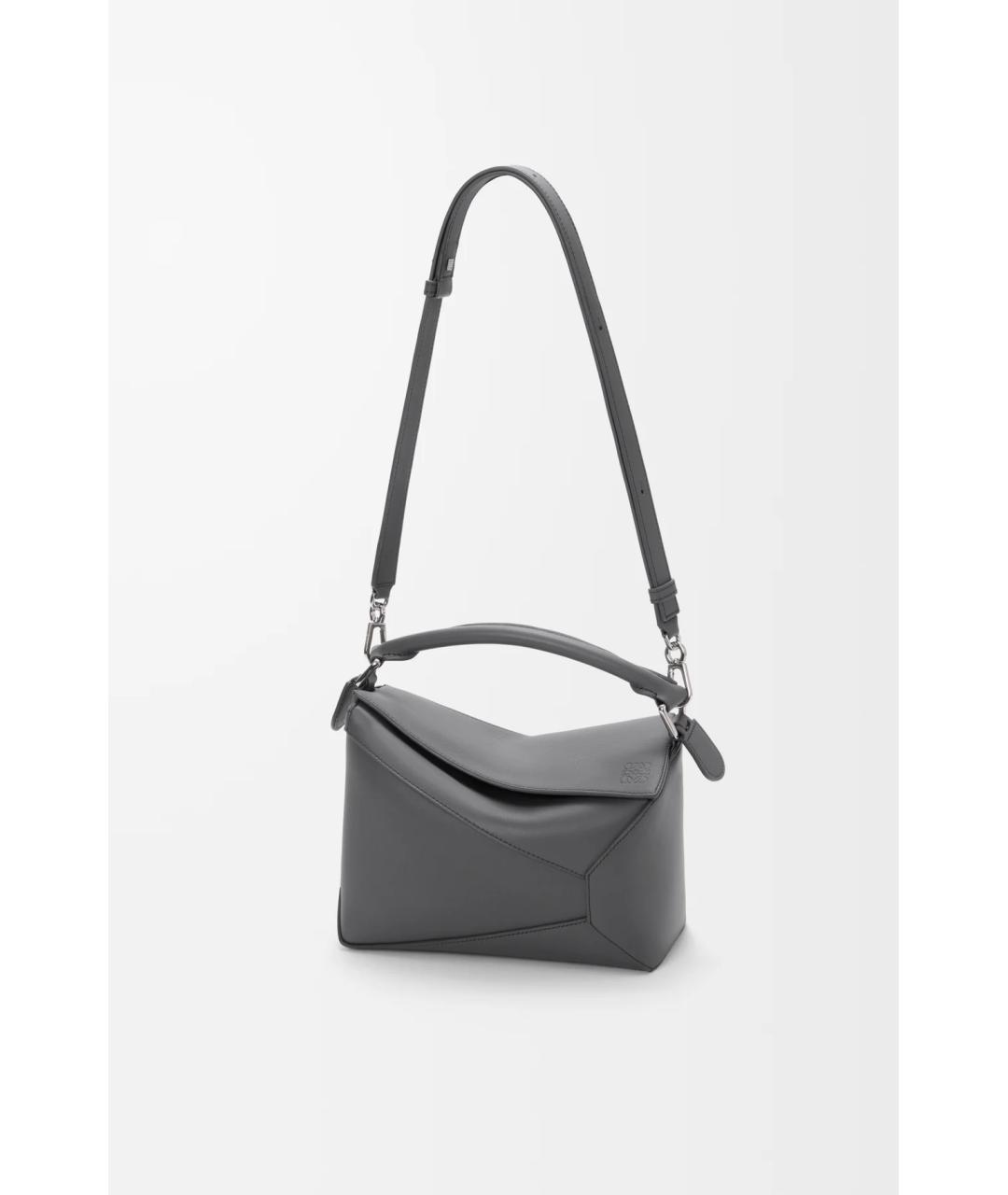 LOEWE Антрацитовая кожаная сумка через плечо, фото 5
