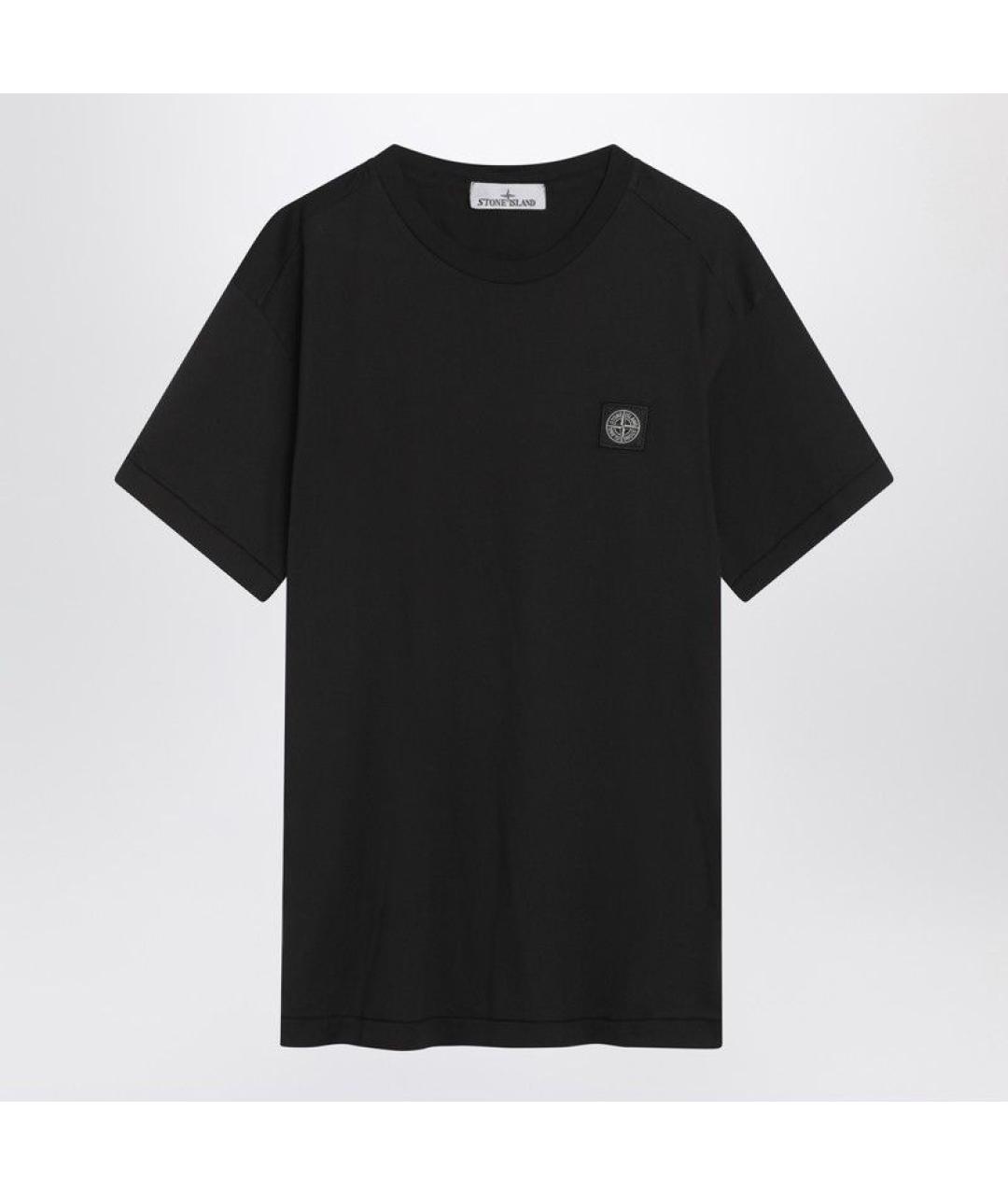 STONE ISLAND Черная хлопковая футболка, фото 3