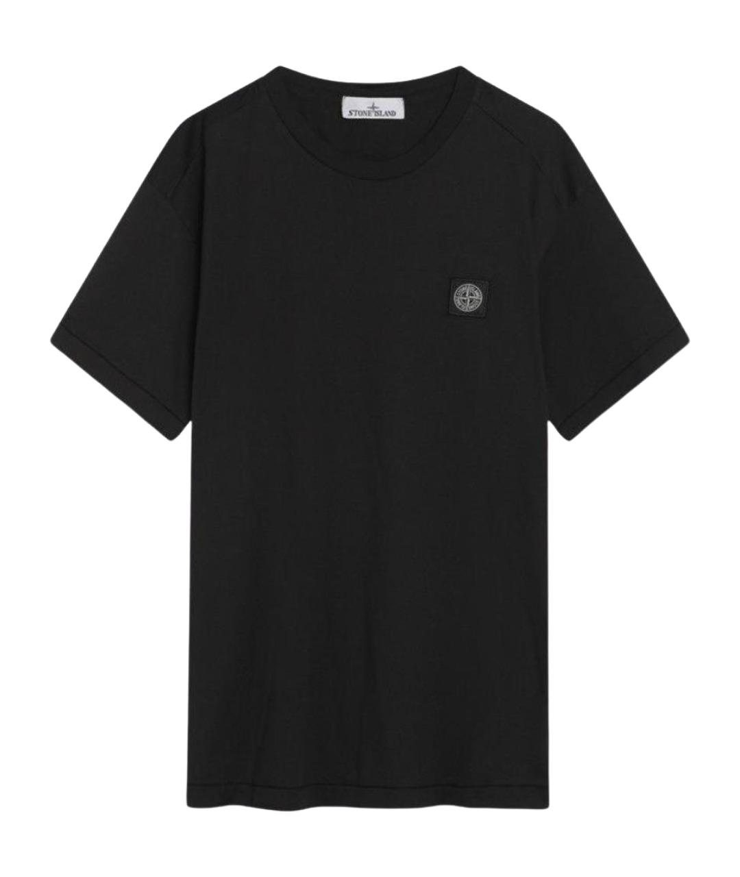 STONE ISLAND Черная хлопковая футболка, фото 1