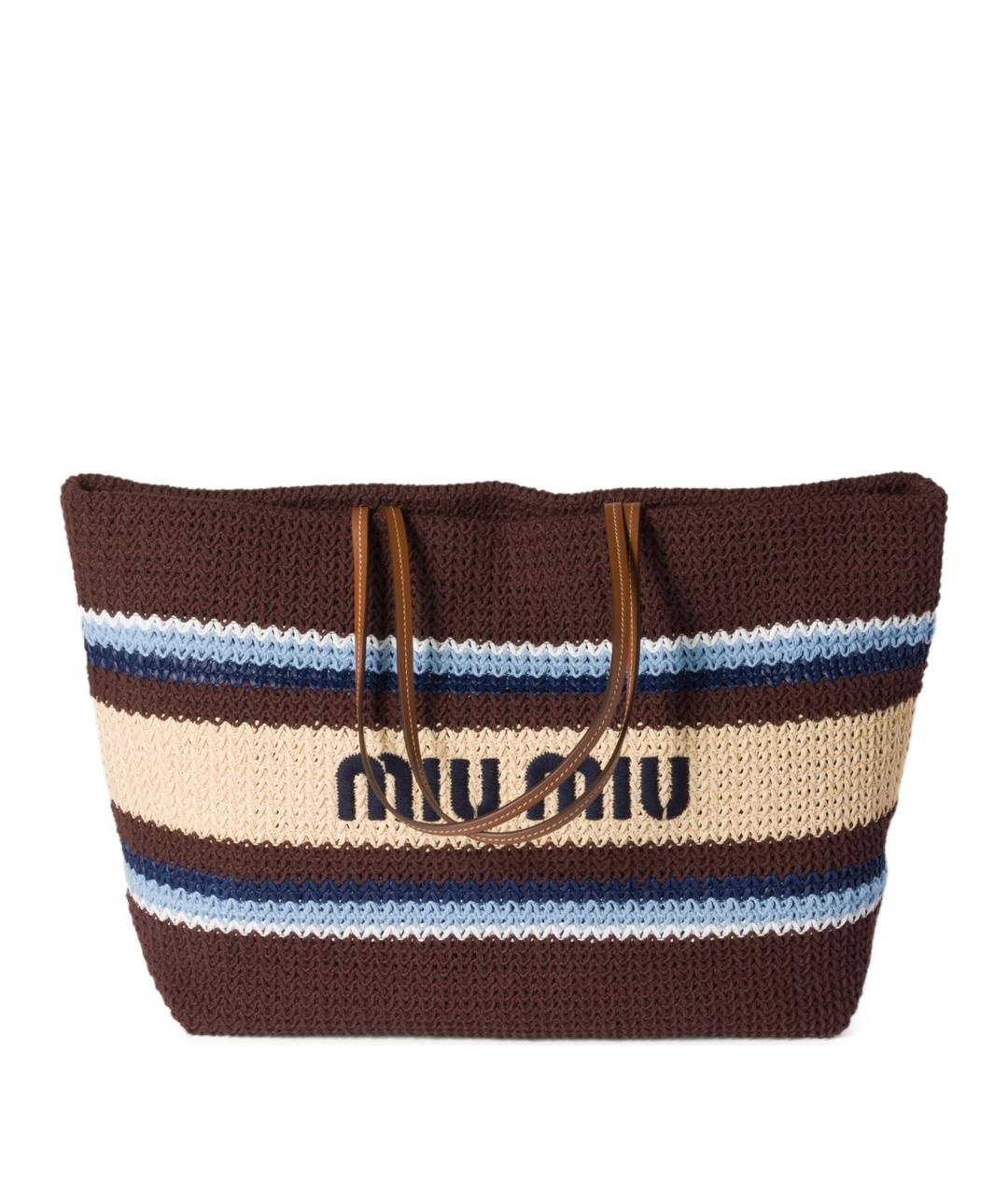 MIU MIU Коричневая хлопковая сумка тоут, фото 1
