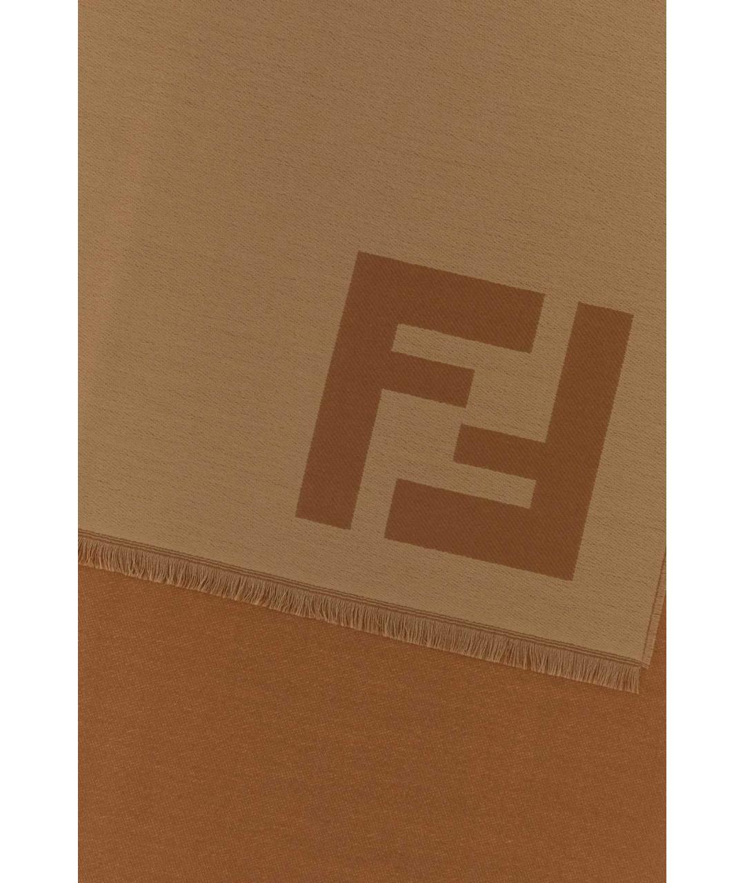 FENDI Коричневый шерстяной шарф, фото 2