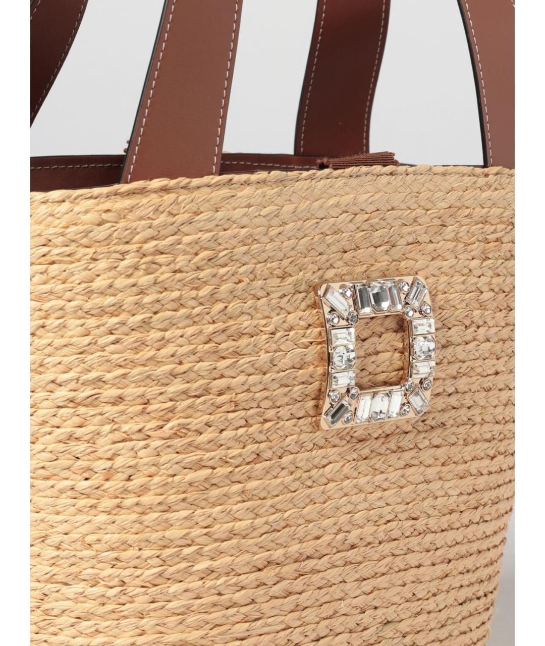 ROGER VIVIER Бежевая пелетеная пляжная сумка, фото 3