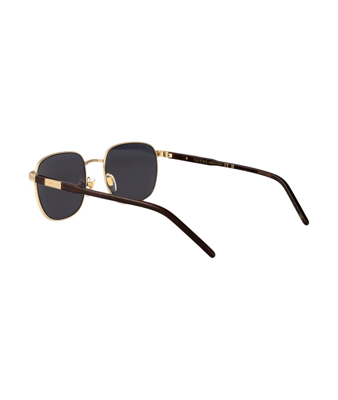 GUCCI Золотые металлические солнцезащитные очки, фото 4