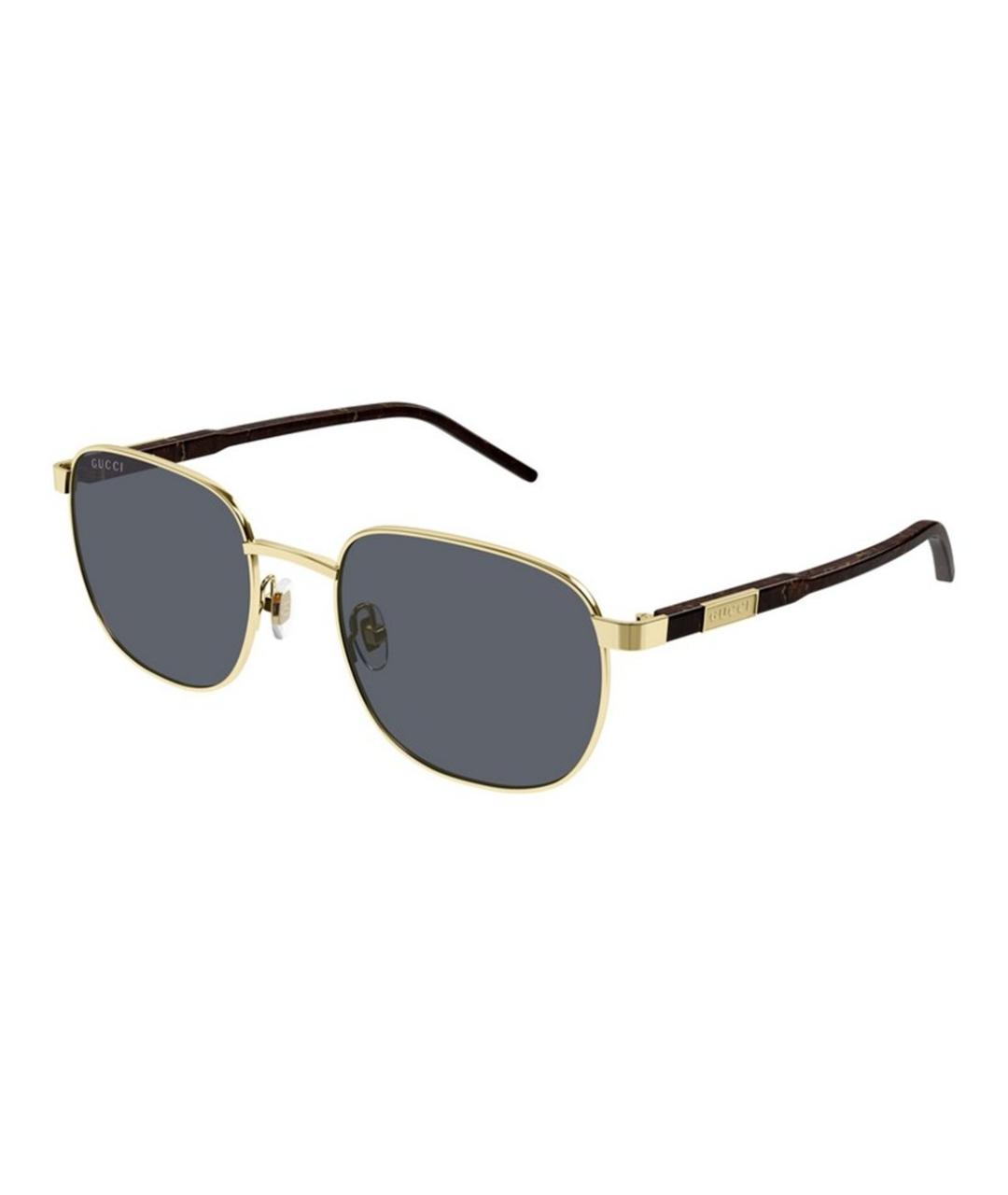 GUCCI Золотые металлические солнцезащитные очки, фото 1