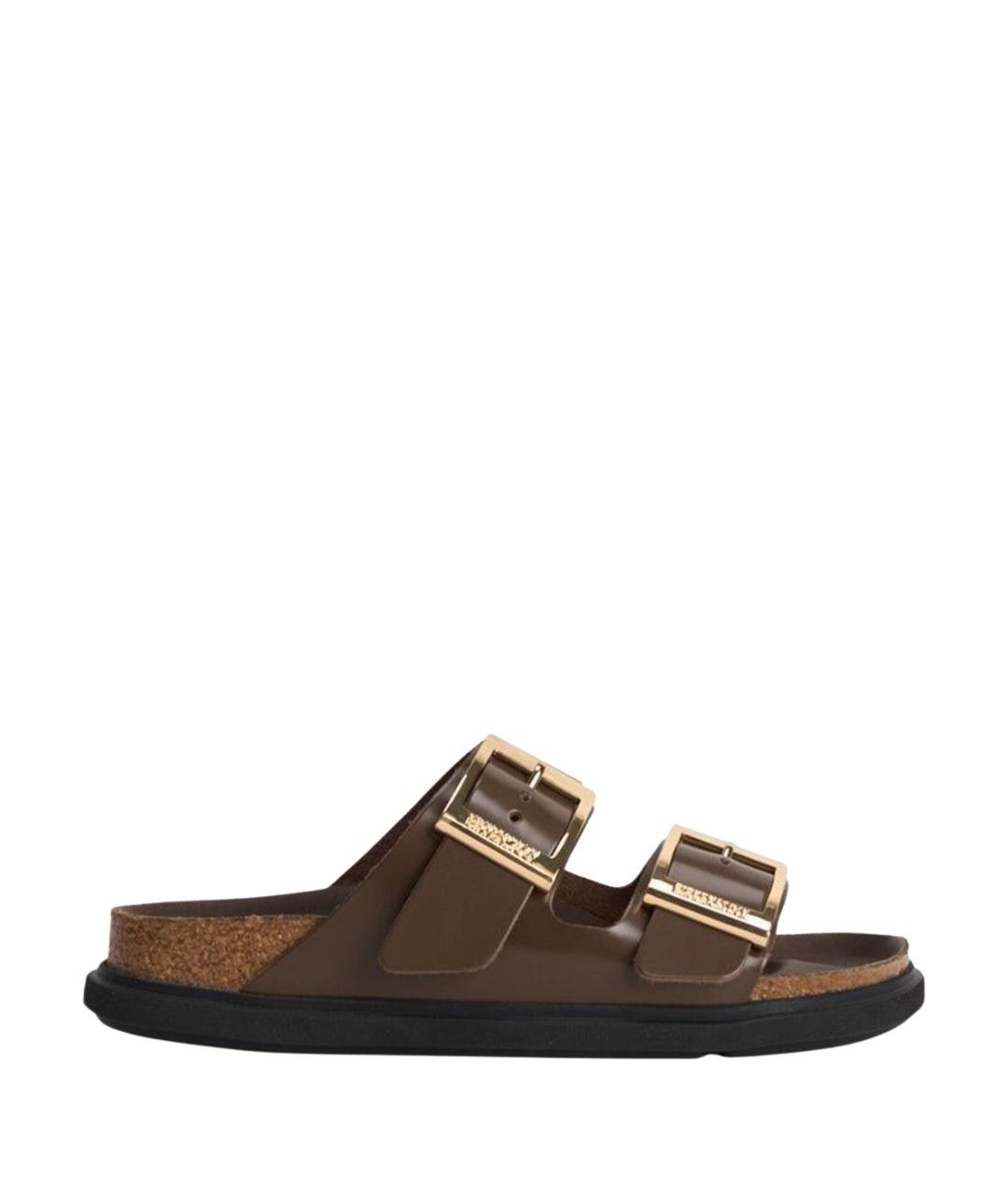 BIRKENSTOCK Коричневые кожаные сандалии, фото 1