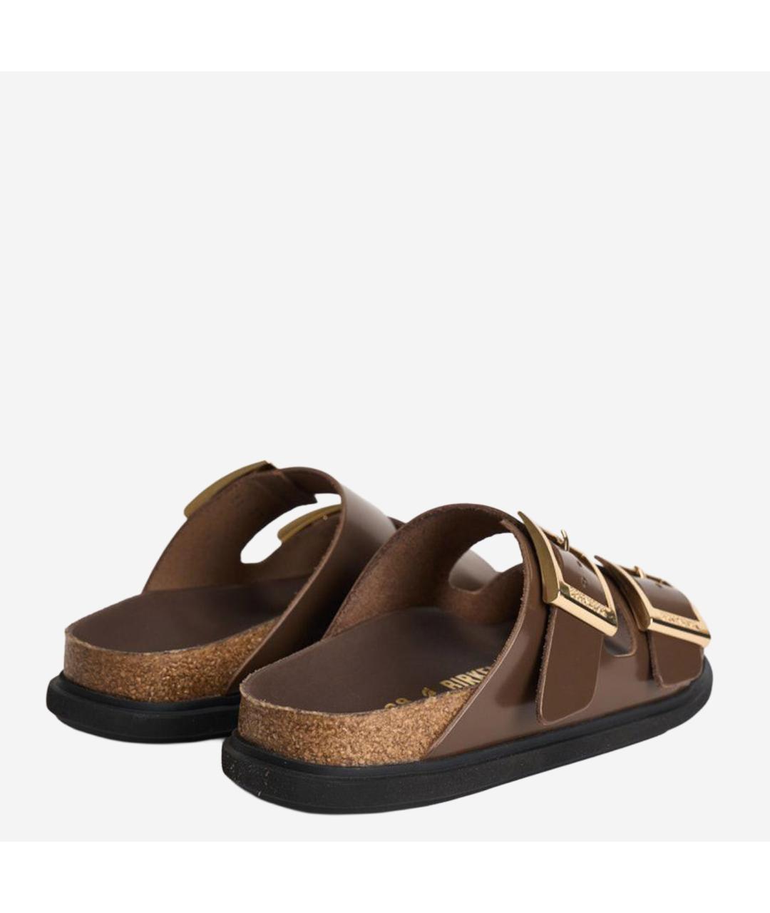 BIRKENSTOCK Коричневые кожаные сандалии, фото 3
