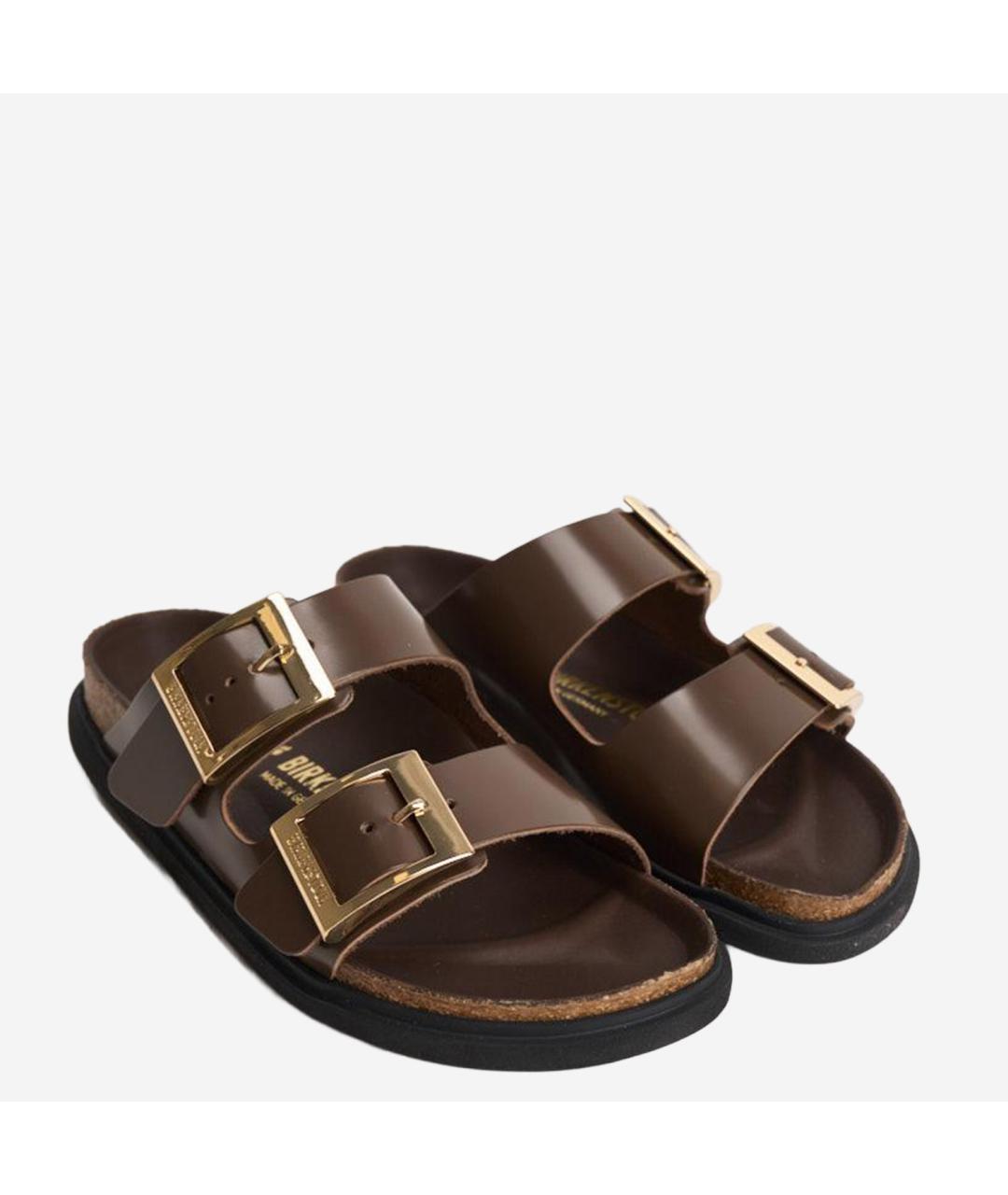 BIRKENSTOCK Коричневые кожаные сандалии, фото 2
