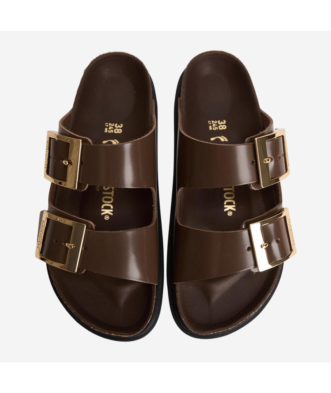 BIRKENSTOCK Коричневые кожаные сандалии, фото 4
