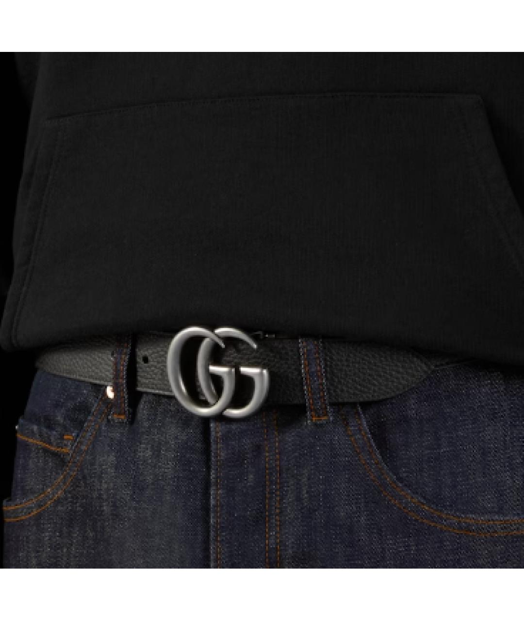 GUCCI Черный кожаный ремень, фото 2