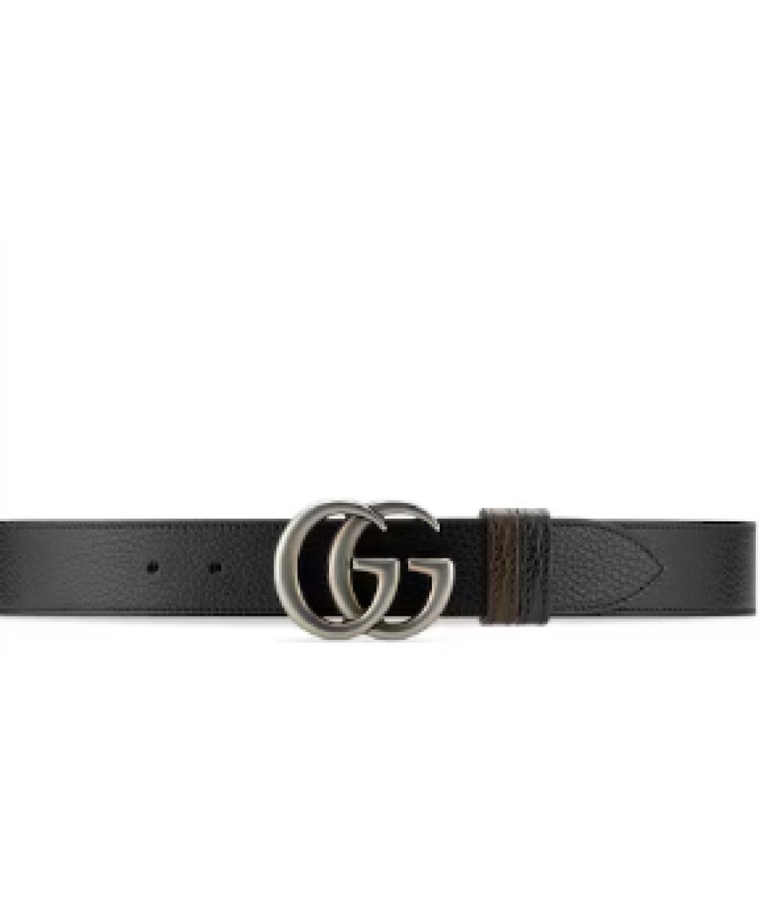 GUCCI Черный кожаный ремень, фото 1