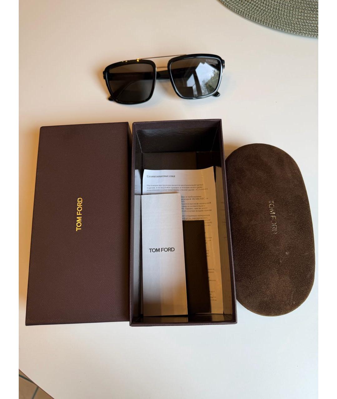 TOM FORD Черные пластиковые солнцезащитные очки, фото 4