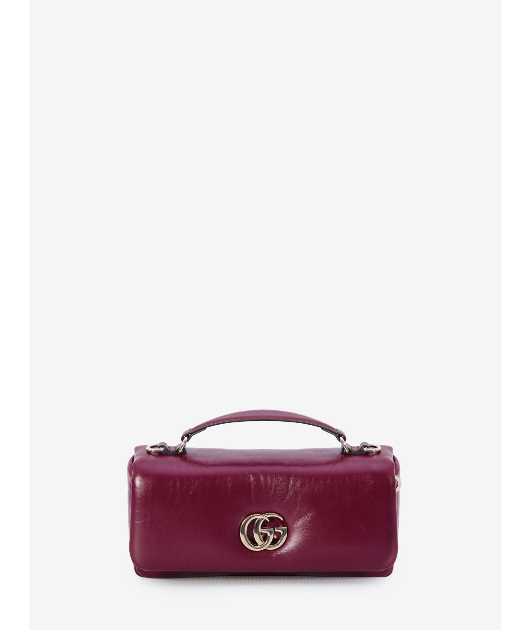GUCCI Бордовая кожаная сумка через плечо, фото 2