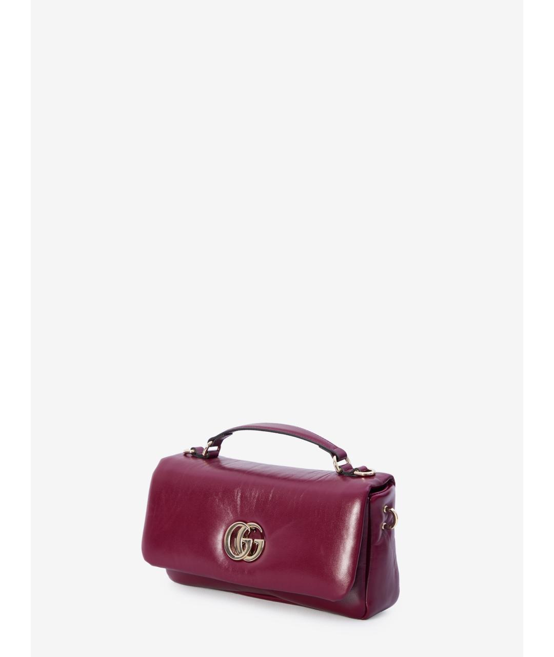 GUCCI Бордовая кожаная сумка через плечо, фото 3